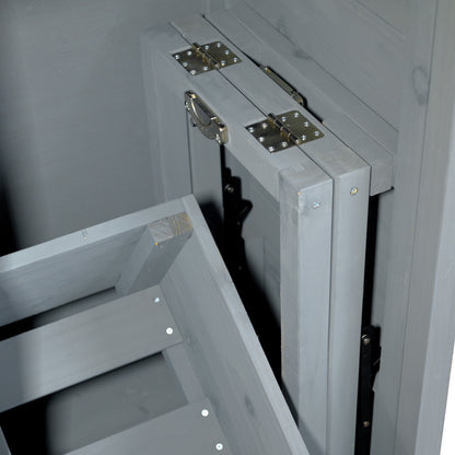 78.3" Outdoor Kitchen Island with Foldable Grill Table, Wooden Outdoor Grill Cart with Trash Can Storage & Stainless Steel Top, Outdoor Bar Cart, Pizza Oven Table for Lawn & Garden, Grey Blue