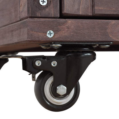 78.3" Outdoor Kitchen Island with Foldable Grill Table, Wooden Outdoor Grill Cart with Trash Can Storage & Stainless Steel Top, Outdoor Bar Cart, Pizza Oven Table for Lawn & Garden, Dark Brown