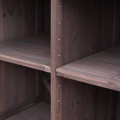 78.3" Outdoor Kitchen Island with Foldable Grill Table, Wooden Outdoor Grill Cart with Trash Can Storage & Stainless Steel Top, Outdoor Bar Cart, Pizza Oven Table for Lawn & Garden, Dark Brown