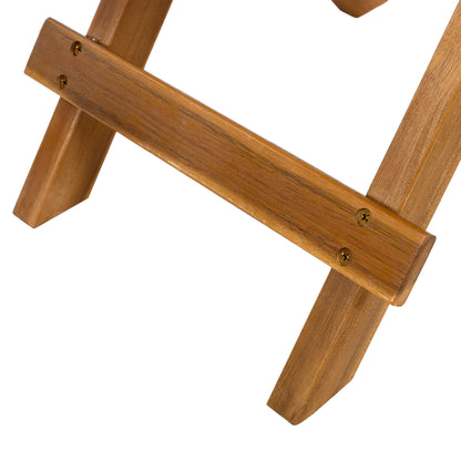 Patio Conversation Set, Outdoor Wood Conversation Seat(Set of 2),Armchair with Cushions,Foldable Acacia Wood Side Table,Teak Finish,Beige Cushion