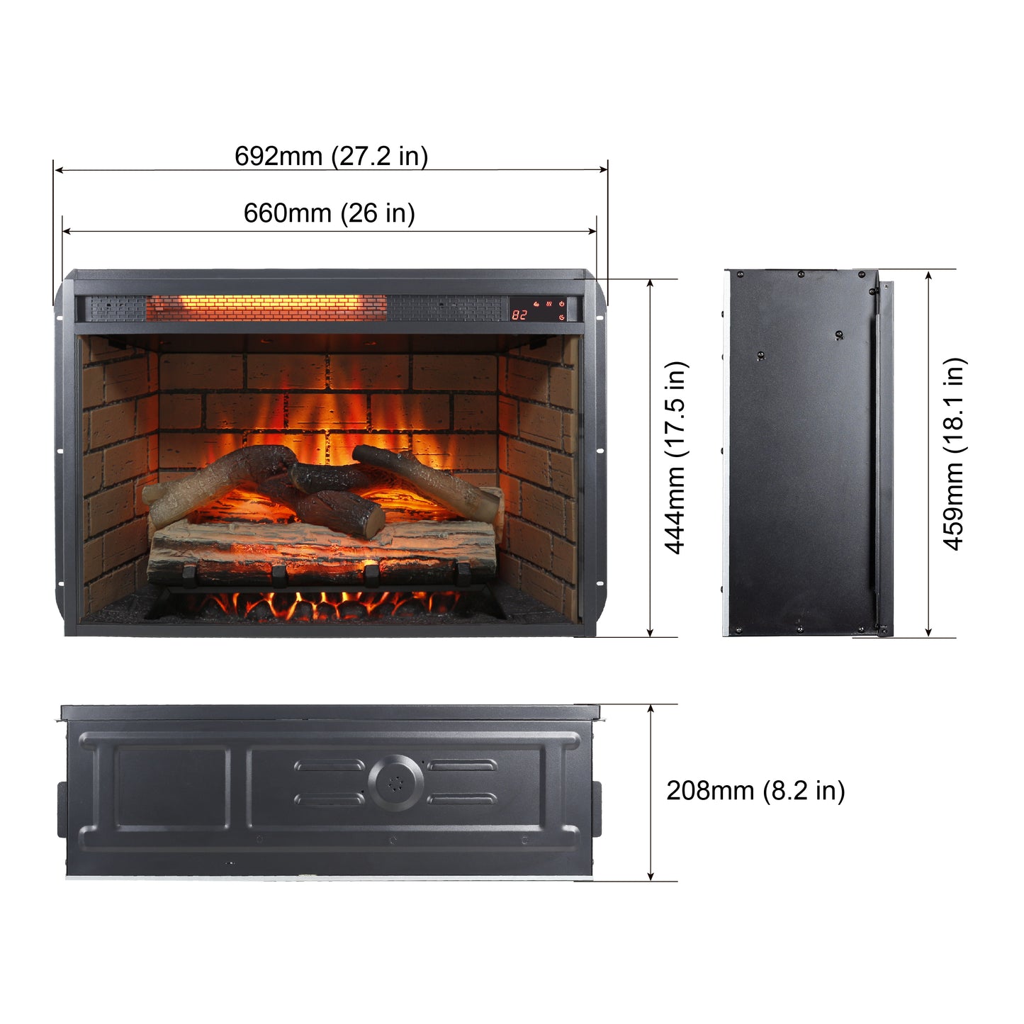 60 Inch Electric Fireplace  Entertainment Center With Door Sensor-Jasmine white color