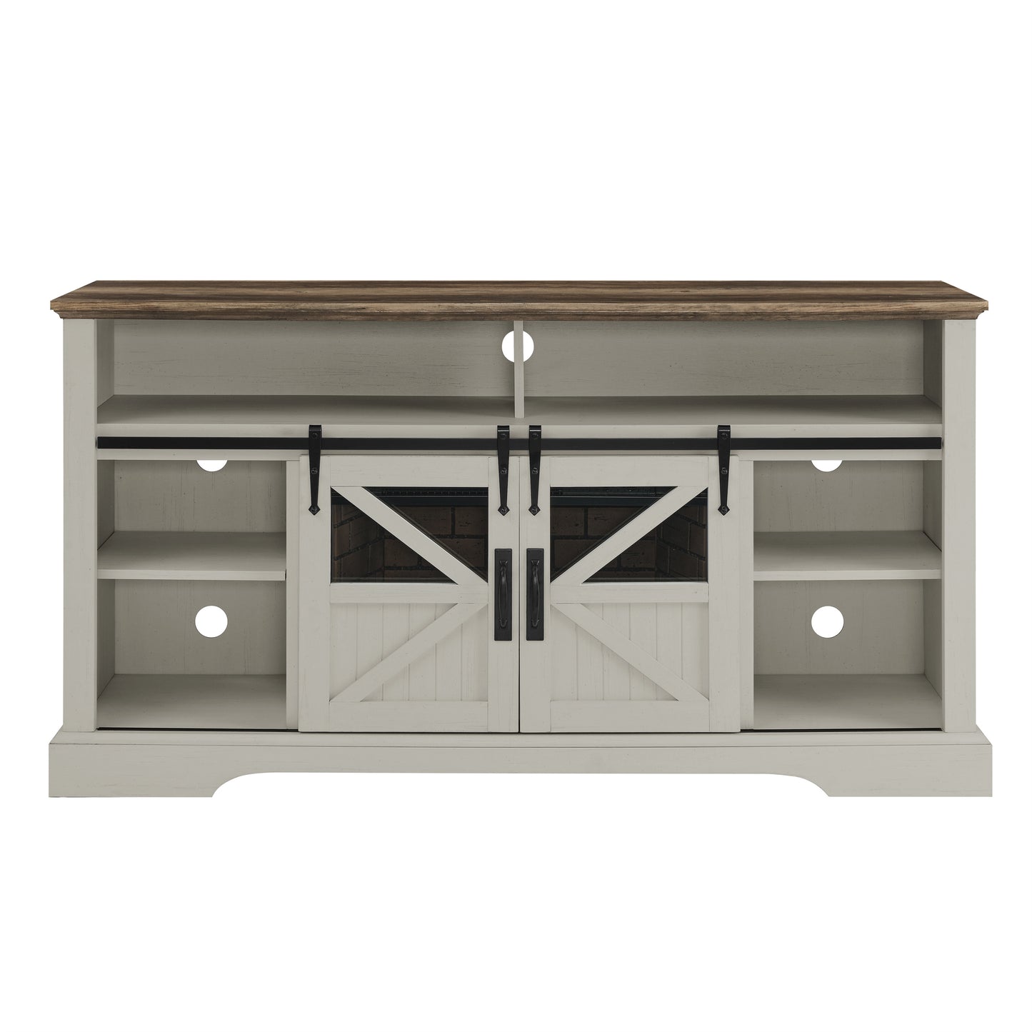 60 Inch Electric Fireplace  Entertainment Center With Door Sensor-Jasmine white color