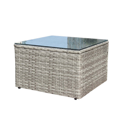 4 Piece Patio Sectional Wicker Rattan Outdoor Furniture Sofa Set with Storage Box Grey