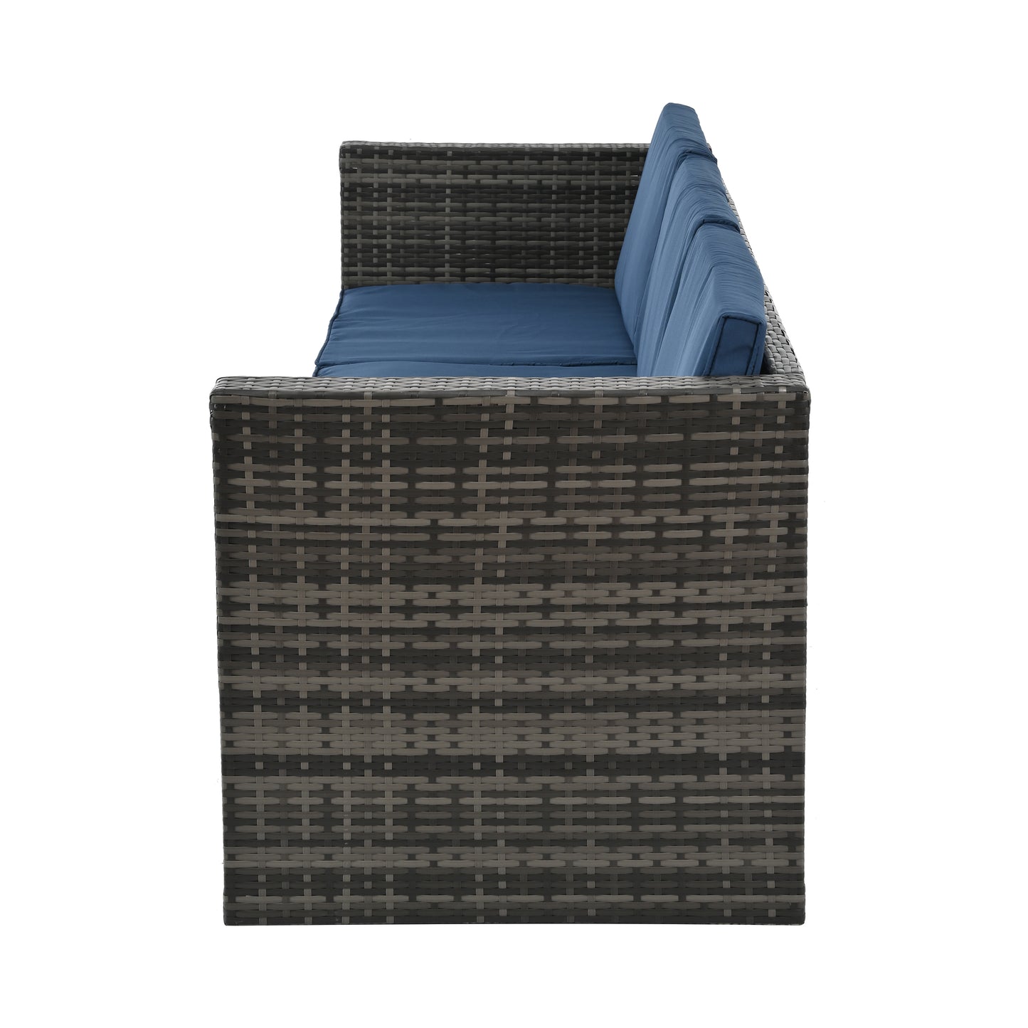 Patio Furniture, Outdoor Furniture, Seasonal PE Wicker Furniture,5 Set Wicker Furniture With Plywood Coffee Table,with lift TOP Coffee Table,with Lounger Sofa