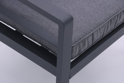 4-piece Aluminum Outdoor Patio Conversation Set,All-Weather Sectional Sofa Outside Furniture with Removable Cushions and Tempered Glass Coffee Table for Courtyard,Poolside,Deck,Balcony(Grey)
