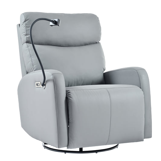 270° Power Swivel Rocker Recliner Chair, Electric Glider Reclining Sofa with USB Ports, Power Swivel Glider, Rocking Chair Nursery Recliners for Living Room Bedroom(Blue-gray)