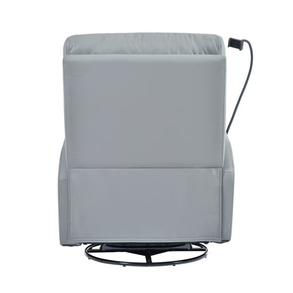 270° Power Swivel Rocker Recliner Chair, Electric Glider Reclining Sofa with USB Ports, Power Swivel Glider, Rocking Chair Nursery Recliners for Living Room Bedroom(Blue-gray)