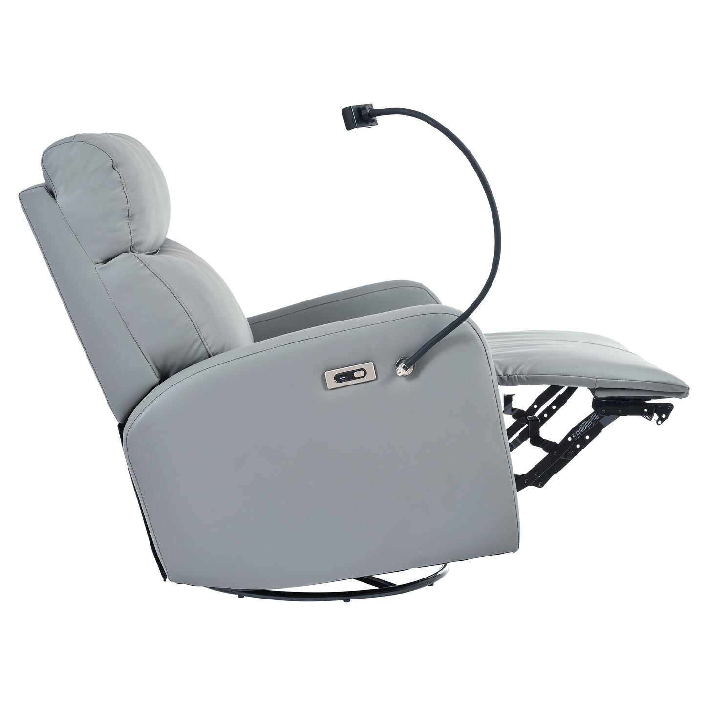 270° Power Swivel Rocker Recliner Chair, Electric Glider Reclining Sofa with USB Ports, Power Swivel Glider, Rocking Chair Nursery Recliners for Living Room Bedroom(Blue-gray)