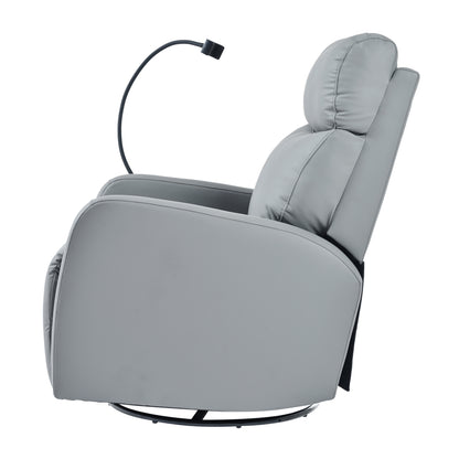 270° Power Swivel Rocker Recliner Chair, Electric Glider Reclining Sofa with USB Ports, Power Swivel Glider, Rocking Chair Nursery Recliners for Living Room Bedroom(Blue-gray)