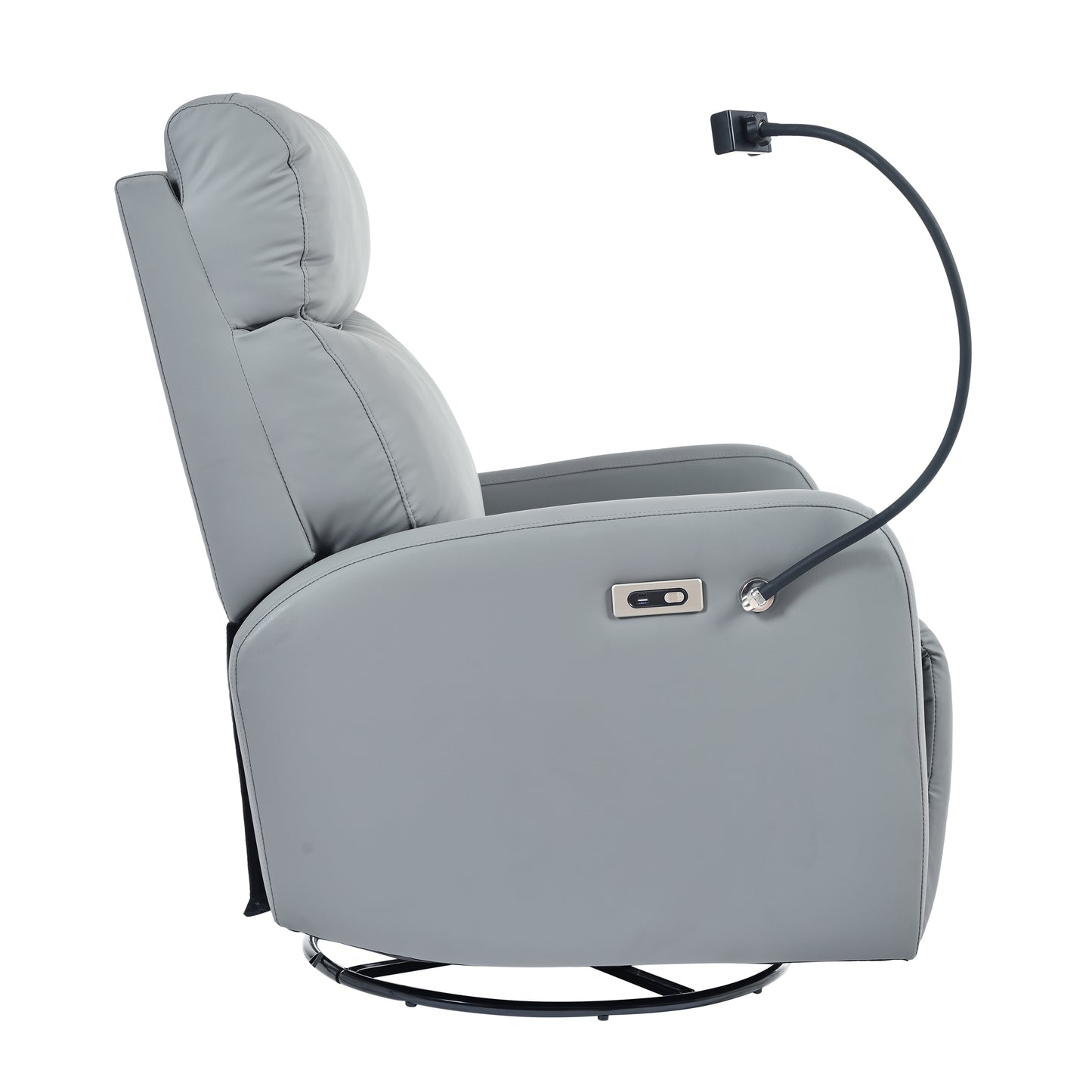 270° Power Swivel Rocker Recliner Chair, Electric Glider Reclining Sofa with USB Ports, Power Swivel Glider, Rocking Chair Nursery Recliners for Living Room Bedroom(Blue-gray)