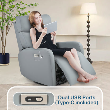 270° Power Swivel Rocker Recliner Chair, Electric Glider Reclining Sofa with USB Ports, Power Swivel Glider, Rocking Chair Nursery Recliners for Living Room Bedroom(Blue-gray)