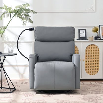 270° Power Swivel Rocker Recliner Chair, Electric Glider Reclining Sofa with USB Ports, Power Swivel Glider, Rocking Chair Nursery Recliners for Living Room Bedroom(Blue-gray)
