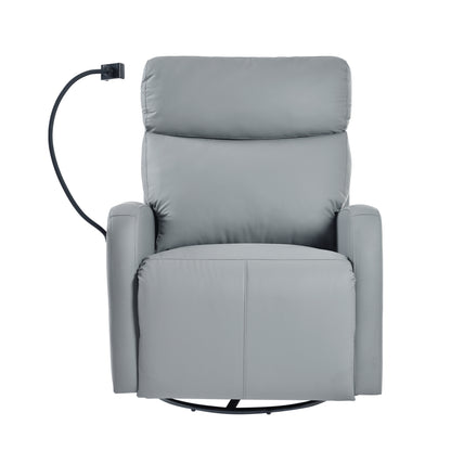 270° Power Swivel Rocker Recliner Chair, Electric Glider Reclining Sofa with USB Ports, Power Swivel Glider, Rocking Chair Nursery Recliners for Living Room Bedroom(Blue-gray)