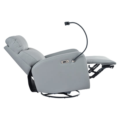 270° Power Swivel Rocker Recliner Chair, Electric Glider Reclining Sofa with USB Ports, Power Swivel Glider, Rocking Chair Nursery Recliners for Living Room Bedroom(Blue-gray)