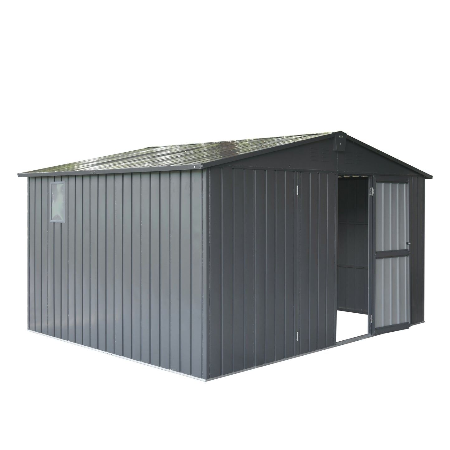 Backyard Storage Shed 11'x 9' with Galvanized Steel Frame & Windows, Outdoor Garden Shed Metal Utility Tool Storage Room with Lockable Door for Patio