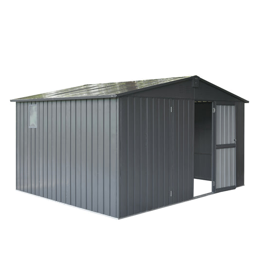Backyard Storage Shed 11'x 9' with Galvanized Steel Frame & Windows, Outdoor Garden Shed Metal Utility Tool Storage Room with Lockable Door for Patio