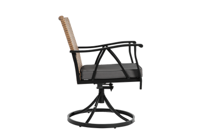 7 Piece Patio Dining Set ,Outdoor Wicker Furniture Set for Backyard Garden Deck Poolside with 2 Cushions Swivel Rocker Chairs,4 Cushions chairs,Table Top, Removable Cushions