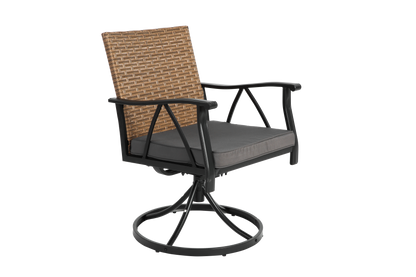 7 Piece Patio Dining Set ,Outdoor Wicker Furniture Set for Backyard Garden Deck Poolside with 2 Cushions Swivel Rocker Chairs,4 Cushions chairs,Table Top, Removable Cushions