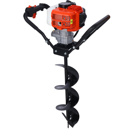 V-Type 52CC 2 Stroke Gas Post Hole Digger One Man Auger EPA Machine Plant Soil Digging Fence withHole Digger Replacement Auger Bits L4"+L6"+L8"+L12"