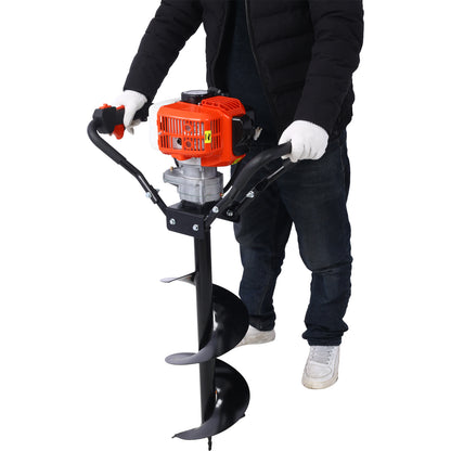 V-Type 52CC 2 Stroke Gas Post Hole Digger One Man Auger EPA Machine Plant Soil Digging Fence withHole Digger Replacement Auger Bits L4"+L6"+L8"+L12"