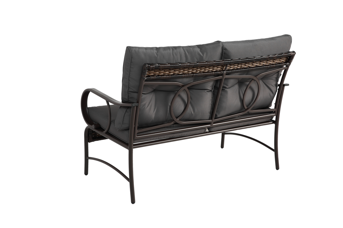 4 Piece Outdoor Patio Furniture Sets, Wicker Conversation Set for Porch Deck, Rattan Sofa Chair with Cushion-Grey