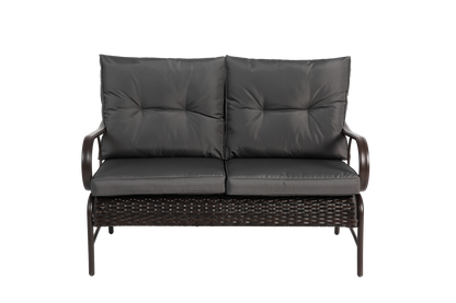 4 Piece Outdoor Patio Furniture Sets, Wicker Conversation Set for Porch Deck, Rattan Sofa Chair with Cushion-Grey