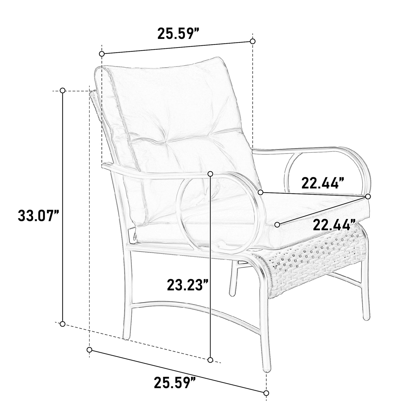 4 Piece Outdoor Patio Furniture Sets, Wicker Conversation Set for Porch Deck, Rattan Sofa Chair with Cushion-Grey