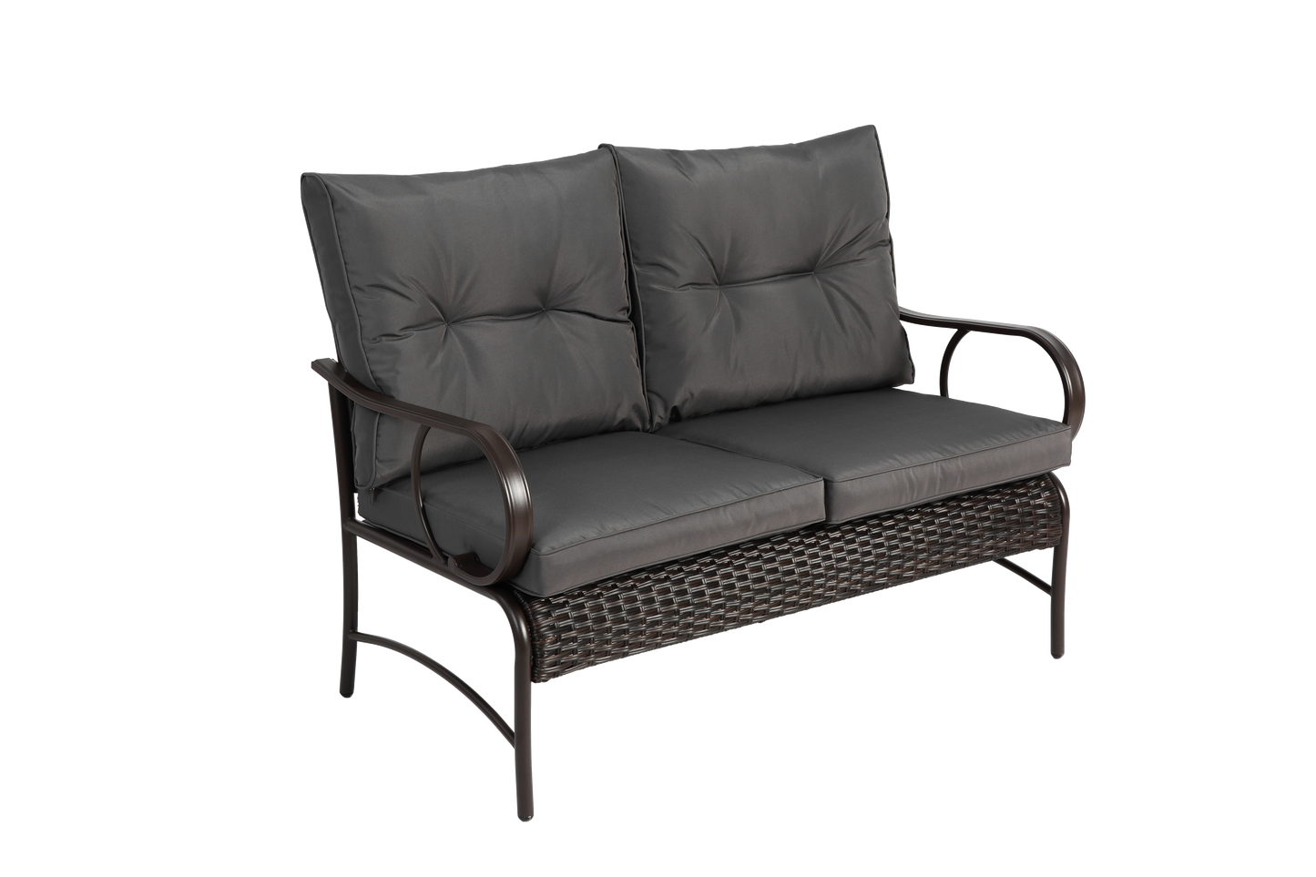 4 Piece Outdoor Patio Furniture Sets, Wicker Conversation Set for Porch Deck, Rattan Sofa Chair with Cushion-Grey