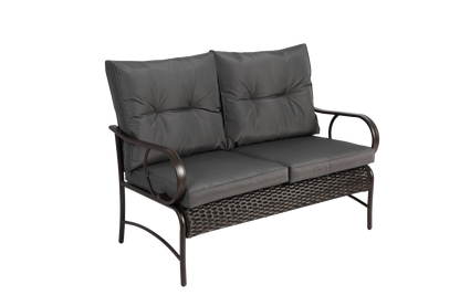 4 Piece Outdoor Patio Furniture Sets, Wicker Conversation Set for Porch Deck, Rattan Sofa Chair with Cushion-Grey