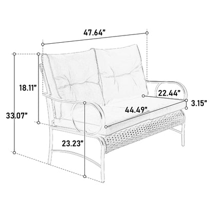 4 Piece Outdoor Patio Furniture Sets, Wicker Conversation Set for Porch Deck, Rattan Sofa Chair with Cushion-Grey