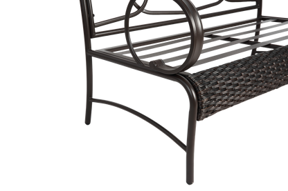 4 Piece Outdoor Patio Furniture Sets, Wicker Conversation Set for Porch Deck, Rattan Sofa Chair with Cushion-Grey
