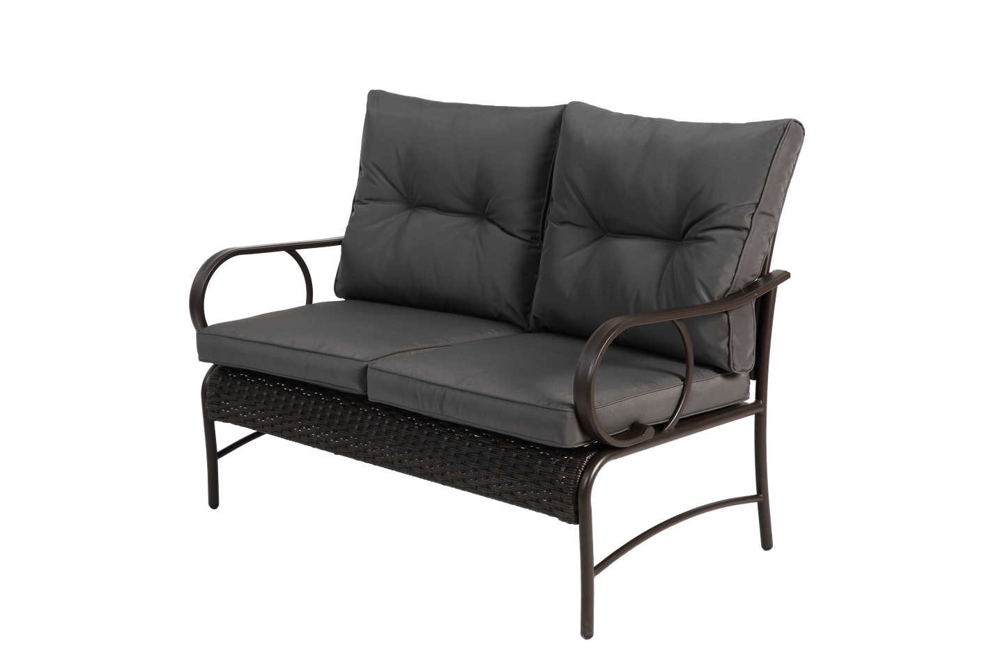 4 Piece Outdoor Patio Furniture Sets, Wicker Conversation Set for Porch Deck, Rattan Sofa Chair with Cushion-Grey