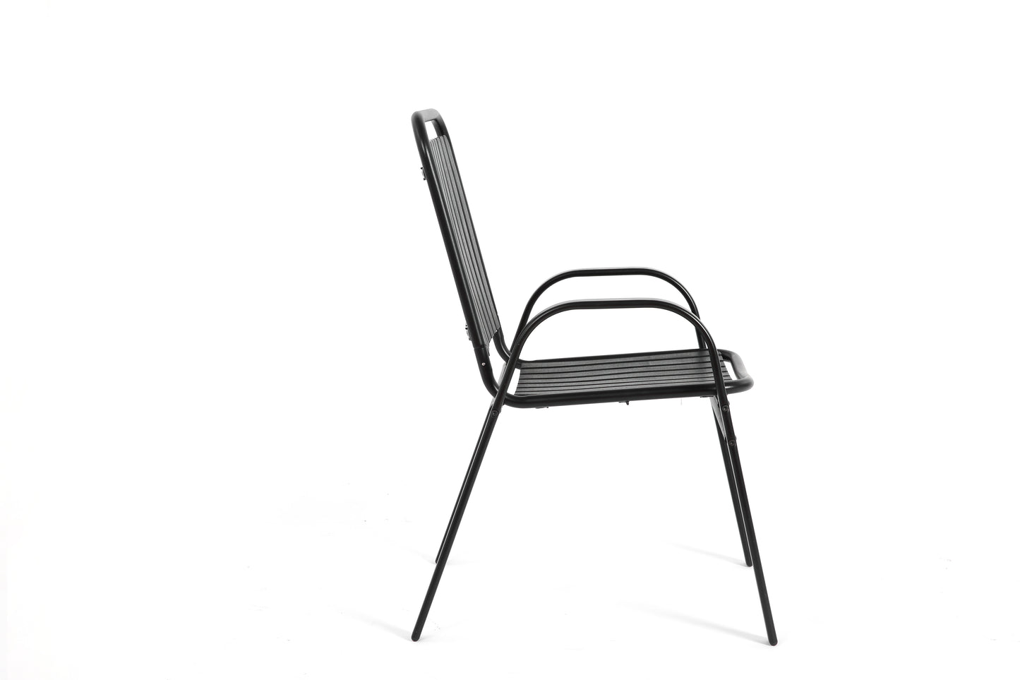 5-Piece Plastic chair and steel table Outdoor Dining Set, plastic Chairs and Table Set for Garden Patio, Black