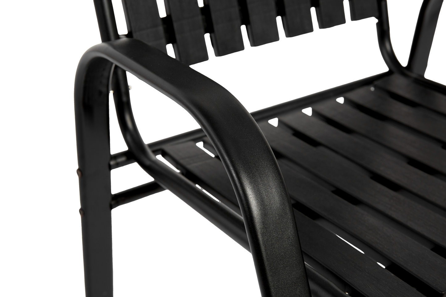 7 Pieces Patio Dining Set, Plastic chair and steel table Outdoor Set, plastic Chairs and Table Set for Garden Patio, Black