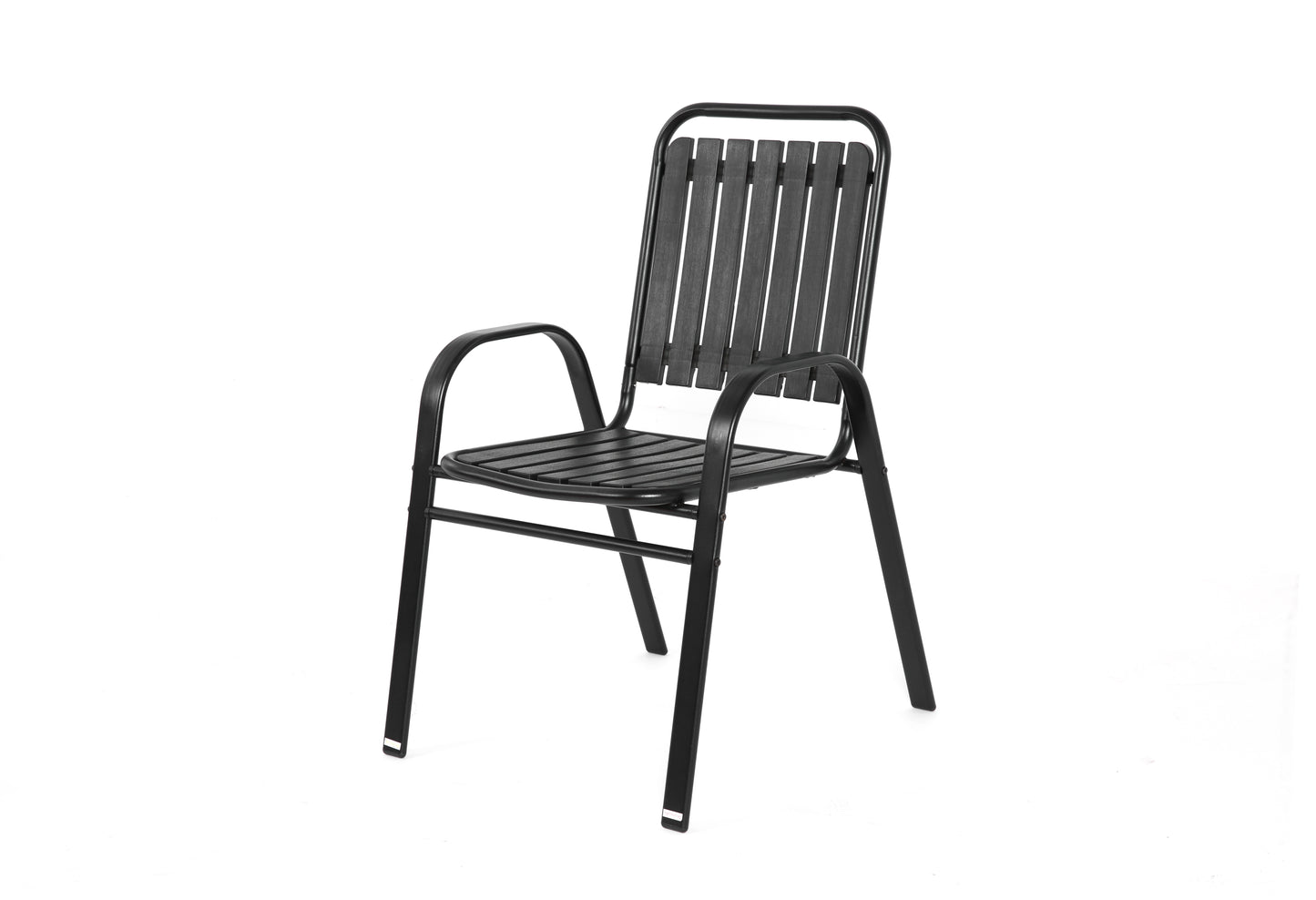 7 Pieces Patio Dining Set, Plastic chair and steel table Outdoor Set, plastic Chairs and Table Set for Garden Patio, Black