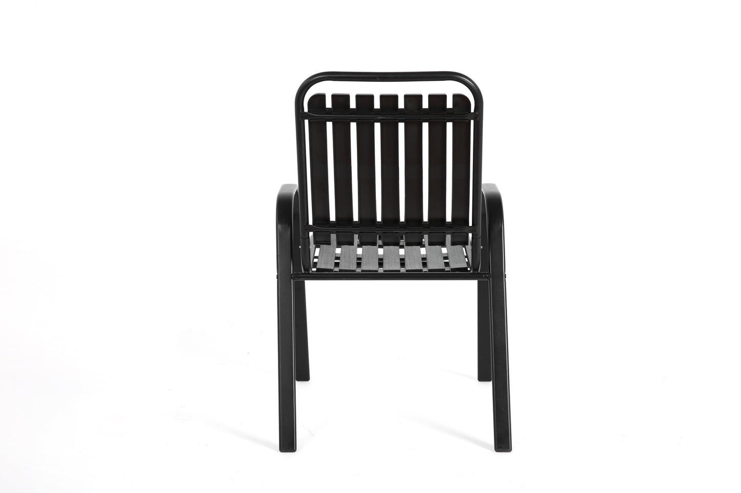 7 Pieces Patio Dining Set, Plastic chair and steel table Outdoor Set, plastic Chairs and Table Set for Garden Patio, Black