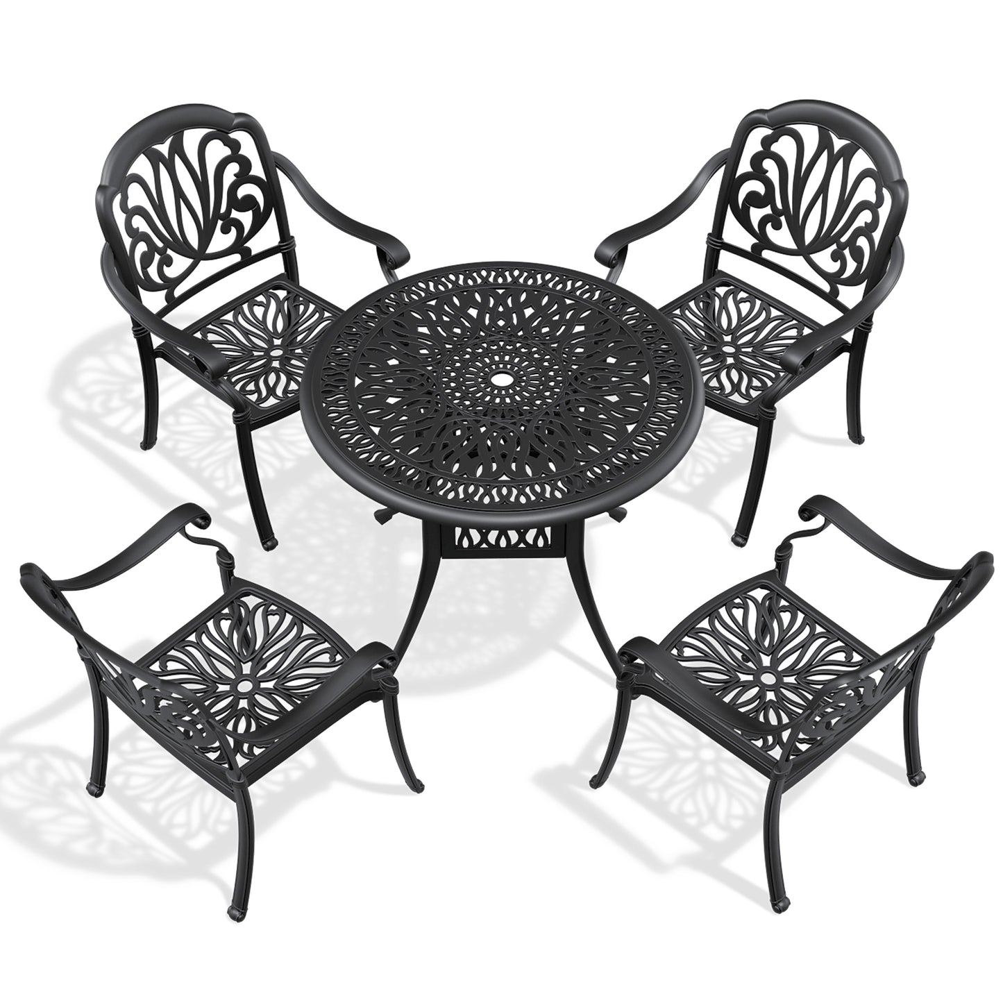 5-Piece Set Of Cast Aluminum Patio Furniture With Cushions