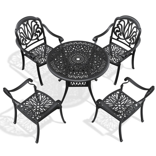 5-Piece Set Of Cast Aluminum Patio Furniture With Cushions