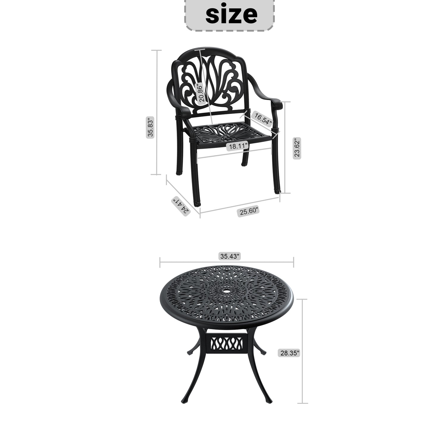 5-Piece Set Of Cast Aluminum Patio Furniture With Cushions