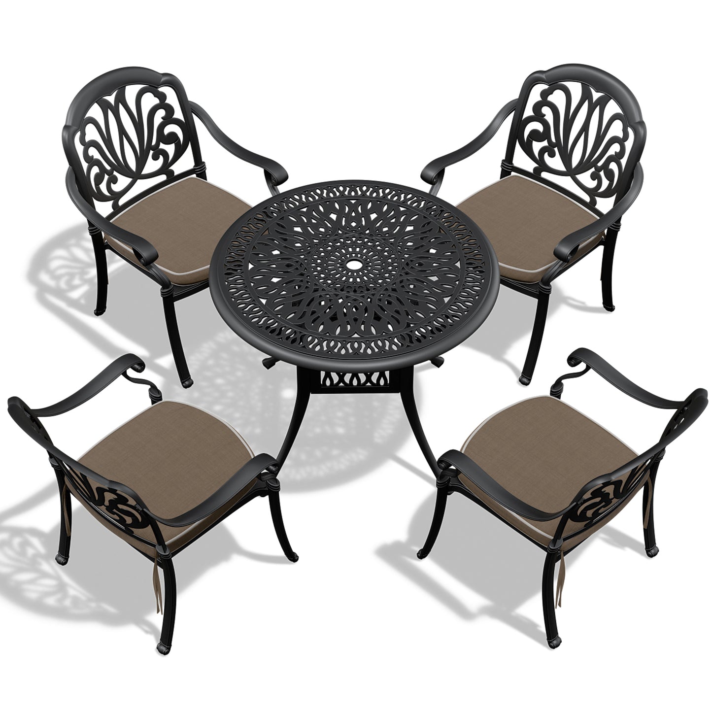 5-Piece Set Of Cast Aluminum Patio Furniture With Cushions