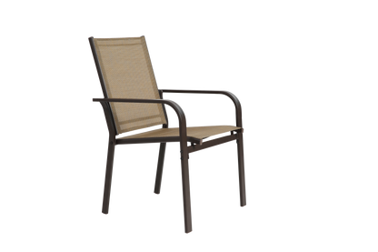 7 Pieces Patio Dining Set, Outdoor Furniture Table and 6 Textilene Chairs, Outdoor Furniture with Rectangular Table and 6 Stackable Chairs Family Conversation Set for Garden Backyard Deck-Brown