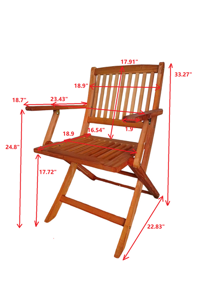 Foldable Patio Dining Set, 4 Folding Chairs & 1 Dining Table, Indoor and outdoor universal,Teak