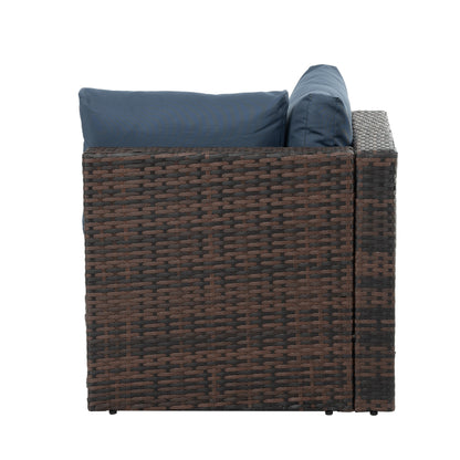 Outdoor Furniture, Seasonal PE Wicker Furniture, 5 Set Wicker Furniture With Tempered Glass Coffee Table,