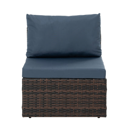 Outdoor Furniture, Seasonal PE Wicker Furniture, 5 Set Wicker Furniture With Tempered Glass Coffee Table,