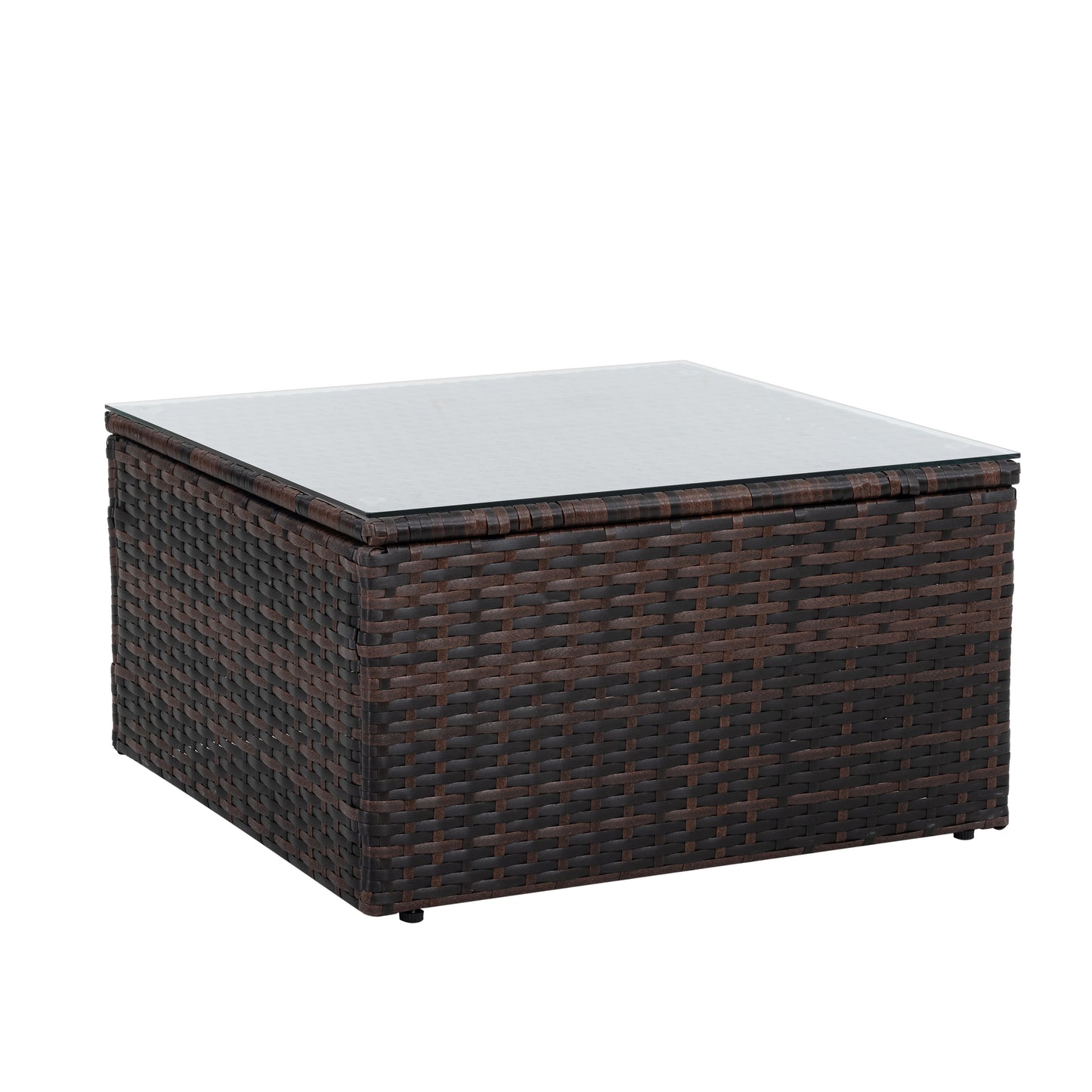 Outdoor Furniture, Seasonal PE Wicker Furniture, 5 Set Wicker Furniture With Tempered Glass Coffee Table,