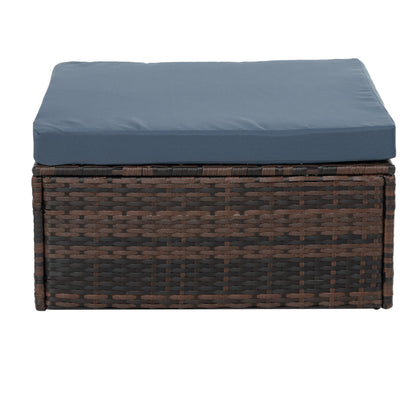 Outdoor Furniture, Seasonal PE Wicker Furniture, 5 Set Wicker Furniture With Tempered Glass Coffee Table,
