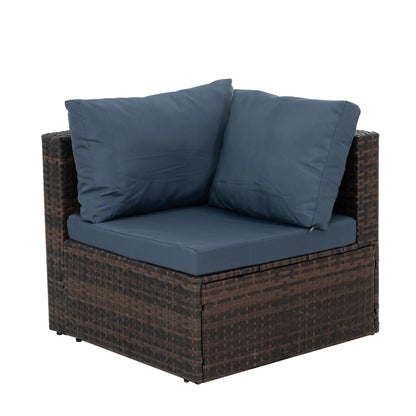Outdoor Furniture, Seasonal PE Wicker Furniture, 5 Set Wicker Furniture With Tempered Glass Coffee Table,