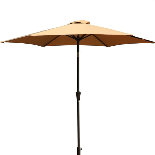8.8 feet Outdoor Aluminum Patio Umbrella, Patio Umbrella, Market Umbrella with 42 Pound Square Resin Umbrella Base, Push Button Tilt and Crank lift, Taupe