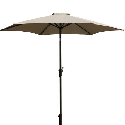 8.8 feet Outdoor Aluminum Patio Umbrella, Patio Umbrella, Market Umbrella with 42 Pound Square Resin Umbrella Base, Push Button Tilt and Crank lift, Gray