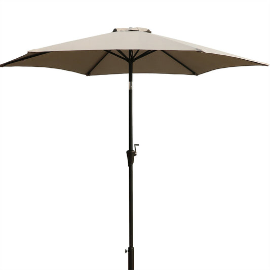 8.8 feet Outdoor Aluminum Patio Umbrella, Patio Umbrella, Market Umbrella with 42 Pound Square Resin Umbrella Base, Push Button Tilt and Crank lift, Gray